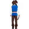 Costume da pirata cosplay Costume da pirata blu da uomo Costume da capitano pirata Costume da gioco per uomo di Halloween 2017 prodotti più venduti