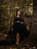 Siyah Yüksek Düşük Uzun Kollu Çiçek Kız Elbise Dantel Aplike Ruffles Kızlar Pageant Törenlerinde Çocuk Bir Çizgi Çocuklar Balo parti Elbise