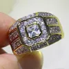 2018 العلامة التجارية الجديدة Choucong Luxury Jewelry 925 Silvergold Fill Fill Princess Pave Finger Rings White Topaz CZ Diamond Band Ring لـ ME303M