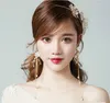 Bridal smycken, handpärlor, blommor, gyllene huvudbonader, hoop set, bröllop tillbehör, krona, koreanska hår tillbehör.