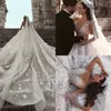 Luxuriöse lange Sleeve 2019 Designer Brautkleider Reißverschluss Back Ball Kleid Blumen Kristall Custom Made Brautkleider