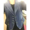 New Denim Vest 여성 짧은 재킷 캐주얼 탑 봄 여름 민소매 청바지 외부 복장 칼라 슬림 여성 양복 조끼 H578