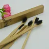 bambootoothbrush bristle الأسود مصنوع من الخيزران الفحم الصديق للبيئة يمكن التخلص من فرشاة الأسنان wiht مربع الورق الحرف الشعار