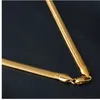 HIP Hop 20 Zoll 6MM flache Schlangenkette Edelstahl Goldkette Halsketten für Männer Frauen Schmuck