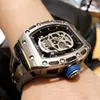 Cool men's watch Skull head hollow dial Original automatic hollow mechanical movement 316 steel case Double-sided mineral3035