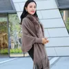 Mode Nieuwe Herfst en Winter Vrouwen Faux Bont Kraag Kaap Sjaal Cardigan Dames Tassel Knit Cardigan Sweater Poncho D1892001