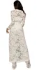 2018 Sonbahar Kıyafetler Dantel 3 Parça Set Kadınlar Uzun Hırka + Kırpma Üst + Beyaz Dantel Pantolon Set Üç Parçalı Kıyafetler Kadın DW684