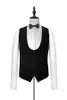 Svart sammet sjal lapel vit 3 stycke kostym brudgum tuxedos man bröllop kostym män affärer prom utmärkt blazer (jacka + byxor + slips + väst) 1211