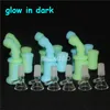 Glow koyu silikon yağ kuleleri Bongs mini ağızlık meme boru fit başlık bisbler su bong cam kase ile