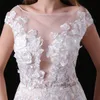 Vestidos de meninas elegantes o pescoço com apliques abertos para trás sereia tule longa vestidos de noite para mulheres vestidos de festa de baile dh4188