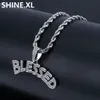 Beställningsbrev Välsignat Hängsmycke Halsband Guld Silver Iced Out Full Lab Diamond Hip Hop Smycken För Män Kvinnor