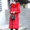 2018 겨울 여성 다운 파카 겨울 재킷 큰 모피 두꺼운 슬림 롱 코트 패션 지퍼 후드 여성 긴 겉옷 C88023L C18111301