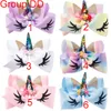 Multi Group 8 "Lub 5" Hair Bow Girl Kolorowa Geometria Print Łuk Barrettes Dziewczyna Rainbow Girl Hairbands Dziewczyny Włosy Boże Narodzenie
