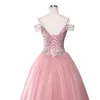 Robes de Quinceanera rose cristal perlé de luxe US10 robe de bal robes de soirée robes de mascarade Debutante 15 ans