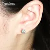 Transgemmes 14K 585 or blanc 1,6ctw 6mm laboratoire créé Moissanite diamant boucles d'oreilles pour les femmes pousser boucles d'oreilles