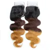 Braziliaanse Body Wave Ombre T1B / 4/7 Lace Sluiting Baby Haar Midden Part Free Deel 3 Deel Kant Bovenste sluiting