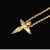 Hip Hop Gold Color 316l en acier inoxydable glacé out mirco pave angel jesus christ pendants colliers pour cadeau