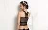 Wit zwarte vrouwen sexy holle kanten tops vlinder achter borst gewikkeld bandeau tube tops strap8308441