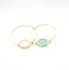 Mode ronde natuursteen bangle goud kleur groen witte turquoise steen armbanden vrouwen sieraden