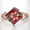 2018 Turkish Vintage Flower Cuff Bracelets For Women Resin Crystal Bangle Bohemia Pastoral Style Natural Stone Jewelry Wholesale