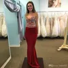 Denizkızı Gelinlik Modelleri Seksi 2 Adet Uzun Kristal Boncuklu Pırıltılı Mezuniyet Partisi Elbise Sweetheart Örgün Denizkızı Abiye Giyim Artı boyutu