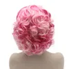 Short Curly Lace Front Stylish Pink Cosplay Party Wig