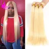 #613 Blonde Straight Malaysian 613 Blonde Hair Weaves Extension 3 Bundles 26 28 30 40inch Honey Platinum Top Quality Free Ship Bulk can be dyed to all colors