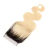 Platinum Blonde Ombre 1B/613 Fave Fala Koronkowa Zamknięcie wstępnie wybielone węzły Remy Human Hair 4x4 Zamknięcia koronkowe