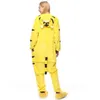 Dräkt vuxens flanell kigurumi gula tiger djur pyjamas unisex onesie kostym för halloween karneval nyårsfest