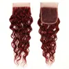 99j vinho vermelho pacotes de cabelo humano com fechamento de renda borgonha extensões de cabelo de onda de água com 4x4 fechamento superior de renda 4pcslot7227340