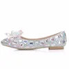 Nuove bellissime donne Ab Crystal Women Flats Rhinestone Punta Piatto Flat Elegant Wedding Scarpe adatte a Plus Bride Flats1448916