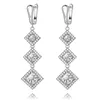 Vecalon 4 Färger Lady Dangle Earring Princess Cut 5A Zircon CZ 925 Sterling Silver Party Wedding Drop Örhängen för Kvinnor Present