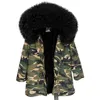 Pelliccia di coniglio foderato Camouflage shell parka lungo MUKLA donna inverno neve cappotti rosa Mongolia pelliccia di pecora felpa con cappuccio USA Germania