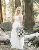 2017 Western Country Bohemian Forest Suknie Ślubne Koronki Szyfonowe Skromne V Neck Pół Rękawy Długie Suknie Ślubne Plus Size Sukienka na ślub