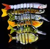 Marca pez espada almizclado juego de señuelos de pesca láser 6 tamaños ojos 3D columpio natación agua salada cebo Mutil-Sections Bass crankbaits