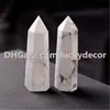 Bello 6,5 cm-8,5 cm bianco naturale lucido turchese prisma bacchetta marmo howlite cristallo obelisco quarzo punto esemplare pietra curativa alta qualità