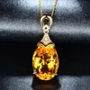Sterling Silver 925 Pendant Necklace For Women Fine Jewelry Yellow Citrine Chain Wedding Engagement Party Valentine day gift S18101308