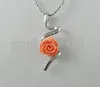 Collier pendentif en strass, fleur de Rose sculptée, corail Rose rouge, 12mm