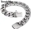 Pulsera Trendsmax de acero inoxidable 316L de 13mm para hombre, pulsera de Color plateado HB83287q