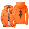 JOOBOX Giacca a vento con ricamo fiore rosa Giacca da uomo Bomber con cappuccio Pelle Giacche da uomo jaqueta masculina Taglia grande S M 7XL