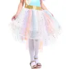 Baby Girls Rainbow Dress Barn Lace Tutu Princess Dresses Passar med 1 huvudband + 1 Golden Wings Kids Cosplay Kläder C4121