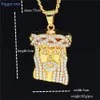 Uodesign hiphop isad ut kristall Jesus Kristus stycke Huvud ansikts hängen halsband guldkedja för män smycken7137432