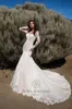 Sukienki Sheer retro syrena koronkowa złudzenie z powrotem długie rękawy Arabski dwór pociąg ślubny suknia ślubna sukienka weselna