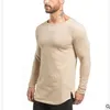 Hot Sale Nya Märke Män Gym Pikétröja Sommar Solid Långärmad Slim Fitskjorta Män Casual Shirts med M-2XL