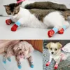 24 unids/lote de bonitos zapatos para perros cachorros, calcetines de punto antideslizantes, zapatos para perros pequeños y gatos, botas para Chihuahua para ropa interior de invierno, Protector antideslizante para patas