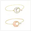 Мода натуральный камень Луна браслет золотой цвет розовый кристалл бирюзовый браслет женщин ювелирные изделия