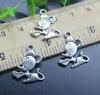 Partihandel 100st Lovely Mouse Charms Hängsmycke Retro Smycken Göra DIY Keychain Forntida silverhänge för armband Örhängen 20 * 17mm