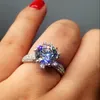 Estilo da flor Das Mulheres Moda Rosa de ouro Preenchido 925 anéis de prata esterlina 3ct CZ Diamante Cadeia de noivado anel de casamento para as mulheres