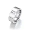 MGFam (236R) Branco Quadrado CZ Anéis Para Homens jóias de Moda 316L Titanium Aço Sem Mudar Cor Glod