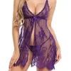 Ny Ankomst Sexig Lace Nightwear Erotiska Underkläder Sleepwear Kvinnor Sommar Sömn Klänning Halter Backless Babydoll Klänning med S-XXL